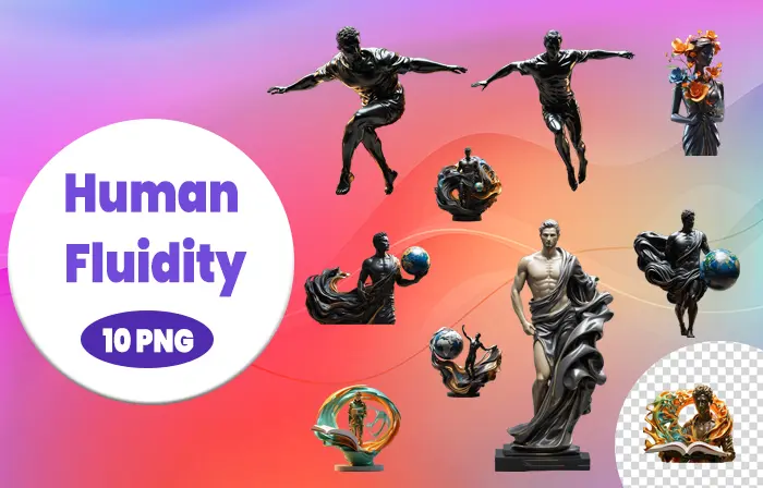 Stylish Human Fluidity 3D Art Statue Elements